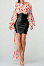 Load image into Gallery viewer, ATHINA FLORAL LEATHER MINI DRESS
