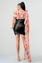 Load image into Gallery viewer, ATHINA FLORAL LEATHER MINI DRESS
