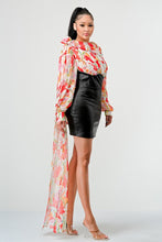 Load image into Gallery viewer, ATHINA FLORAL LEATHER MINI DRESS
