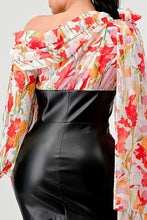 Load image into Gallery viewer, ATHINA FLORAL LEATHER MINI DRESS
