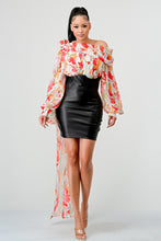 Load image into Gallery viewer, ATHINA FLORAL LEATHER MINI DRESS
