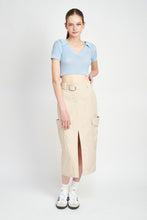 Load image into Gallery viewer, HIGH WAIST CARGO MIDI SKIRT
