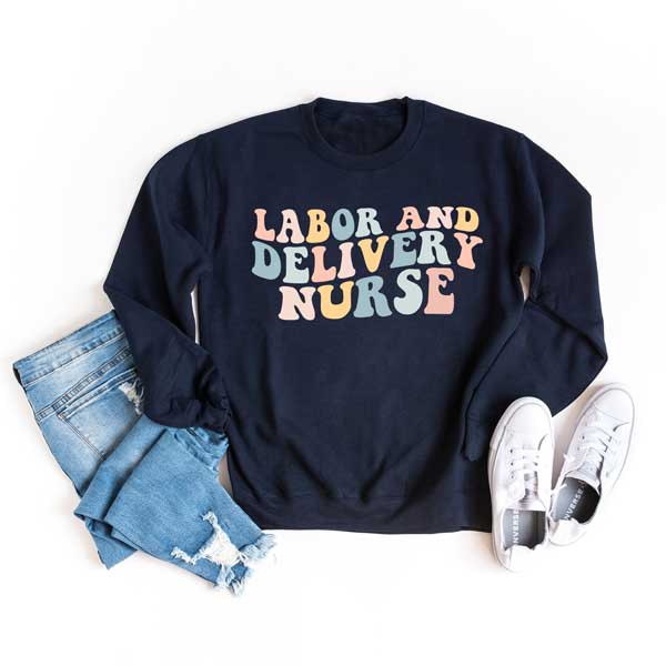 Labor And Delivery Nurse Wavy Pastel Colorful