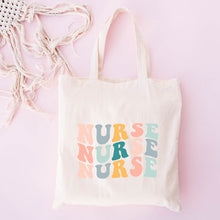 Load image into Gallery viewer, Nurse Stacked Wavy Colorful Tote
