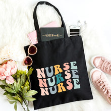 Load image into Gallery viewer, Nurse Stacked Wavy Colorful Tote
