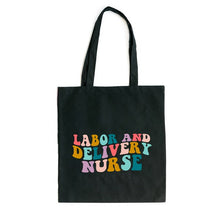 Load image into Gallery viewer, Labor And Delivery Nurse Wavy Bright Colorful Tote
