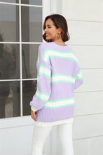 Load image into Gallery viewer, Color Block Ribbed Dropped Shoulder Open Front Cal
