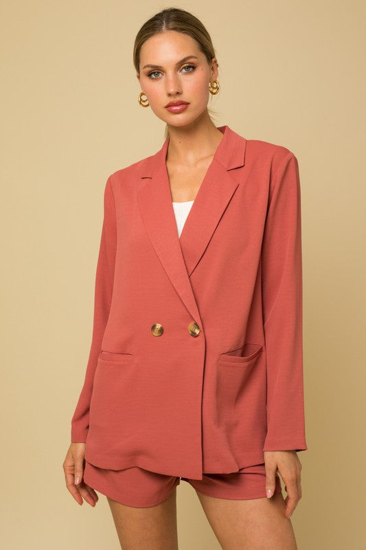 Coral Double Breasted Blazer