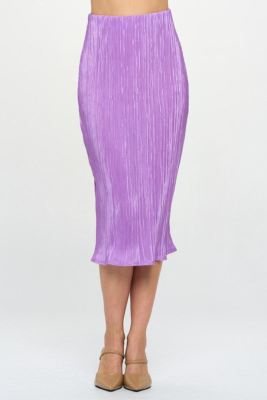 Purple Vibrant Plisse Midi Skirt