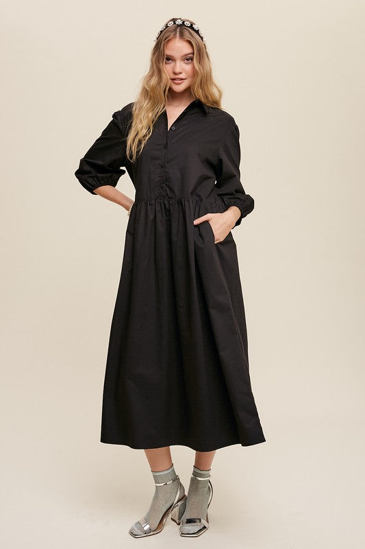 Bali Puff Sleeve Babydoll Maxi Dress