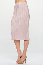 Load image into Gallery viewer, Beige Solid Plisse Midi Skirt
