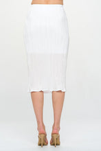 Load image into Gallery viewer, White Solid Plisse Midi Skirt
