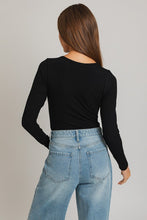 Load image into Gallery viewer, Long Sleeve Round Neck Ribbed Bodysuit
