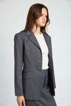 Load image into Gallery viewer, GRAY PIN STRIPED BLAZER JACKET
