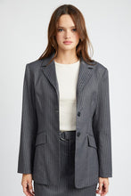 Load image into Gallery viewer, GRAY PIN STRIPED BLAZER JACKET
