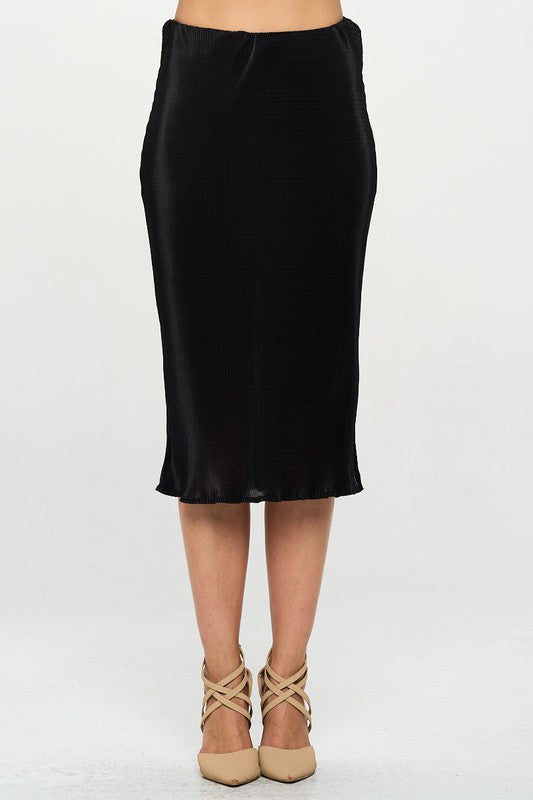 Black Plisse Midi Skirt