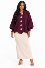 Load image into Gallery viewer, Kylie Gold Buttons Lantern Sleeve Cardigan
