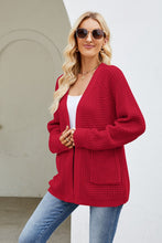 Load image into Gallery viewer, Open Front Raglan Sleeve Pocketed Cardigan
