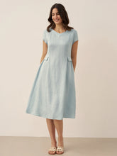 Load image into Gallery viewer, 100% Linen Natural Summer V-Neck Dress ALEXA
