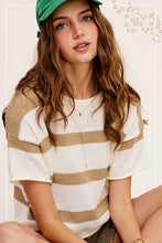 Load image into Gallery viewer, Lightweight Stripe Sweater Short Sleeve Top
