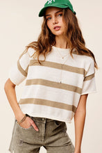 Load image into Gallery viewer, Lightweight Stripe Sweater Short Sleeve Top
