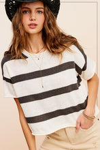 Load image into Gallery viewer, Lightweight Stripe Sweater Short Sleeve Top
