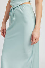 Load image into Gallery viewer, TIE FRONT SATIN MIDI SKIRT
