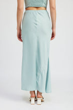 Load image into Gallery viewer, TIE FRONT SATIN MIDI SKIRT
