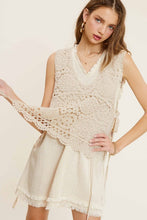 Load image into Gallery viewer, Self Side Tie Detailed Crochet Vest Top
