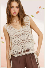 Load image into Gallery viewer, Self Side Tie Detailed Crochet Vest Top
