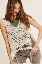 Load image into Gallery viewer, Self Side Tie Detailed Crochet Vest Top
