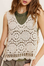 Load image into Gallery viewer, Self Side Tie Detailed Crochet Vest Top
