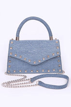 Load image into Gallery viewer, Studded Top Handle Denim Swing Bag
