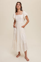 Load image into Gallery viewer, Square Neck Ruffled Short Sleeve Maxi Dress
