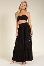 Load image into Gallery viewer, Lace Combo Tier Ruffle Maxi Skirt
