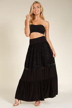 Load image into Gallery viewer, Lace Combo Tier Ruffle Maxi Skirt
