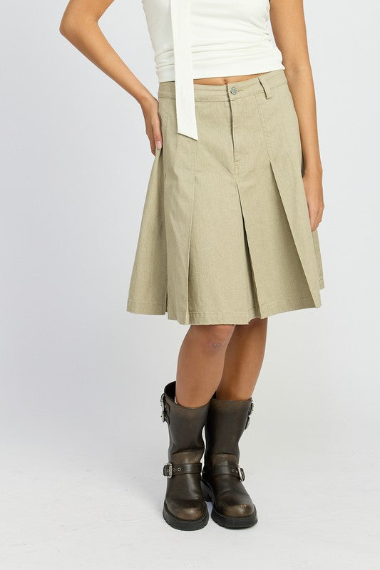 COURTNEY KNEE LENGTH PLEATED SKIRT