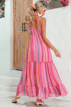 Load image into Gallery viewer, Pink Tribal Tassel Tie V Neck Surplice Maxi Dress
