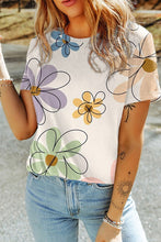 Load image into Gallery viewer, Women Flower Print Casual Round Neck T Shirt
