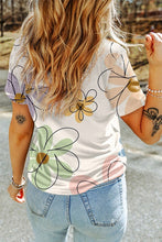 Load image into Gallery viewer, Women Flower Print Casual Round Neck T Shirt
