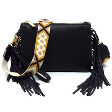 Load image into Gallery viewer, Aztec Guitar Strap Fringe Clutch Crossbody Bag
