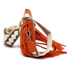 Load image into Gallery viewer, Aztec Guitar Strap Fringe Clutch Crossbody Bag
