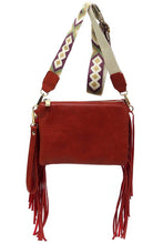 Load image into Gallery viewer, Aztec Guitar Strap Fringe Clutch Crossbody Bag
