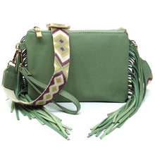 Load image into Gallery viewer, Aztec Guitar Strap Fringe Clutch Crossbody Bag
