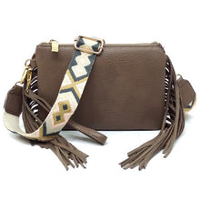 Load image into Gallery viewer, Aztec Guitar Strap Fringe Clutch Crossbody Bag
