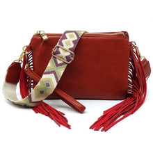 Load image into Gallery viewer, Aztec Guitar Strap Fringe Clutch Crossbody Bag
