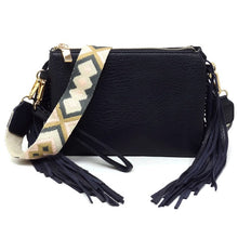 Load image into Gallery viewer, Aztec Guitar Strap Fringe Clutch Crossbody Bag
