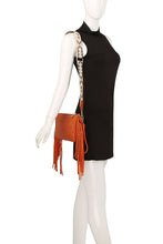 Load image into Gallery viewer, Aztec Guitar Strap Fringe Clutch Crossbody Bag
