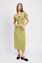 Load image into Gallery viewer, POLKA DOT MIDI SKIRT WITH LACE TRIM
