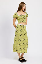 Load image into Gallery viewer, POLKA DOT MIDI SKIRT WITH LACE TRIM
